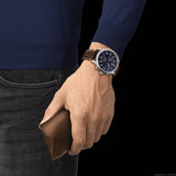 Buy Shop Tissot Chrono XL Vintage Blue Dial Brown Leather Strap Watch For Men - T116.617.16.042.00 USA Online