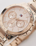 Tommy Hilfiger Haven Chronograph Rose Gold Dial Rose Gold Steel Strap Watch For Women - 1782197