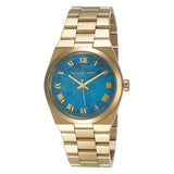 Buy Shop Michael Kors Channing Turquoise Dial Gold Steel Strap Watch For Women - MK5894 USA Online