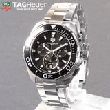 Buy Shop Tag Heuer Aquaracer Quartz Chronograph Black Dial Silver Steel Strap Watch for Men - CAY111A.BA0927 USA Online