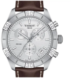 Buy Shop Tissot PR 100 Sport Quartz Chronograph Silver Dial Brown Leather Strap Watch For Men - T101.617.16.031.00 USA Online