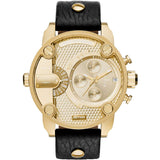Buy Shop Diesel Mr Daddy Gold Dial Black Leather Strap Watch For Men - DZ7363 USA Online