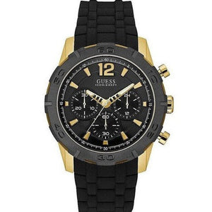 Buy Shop Guess Caliber Chronograph Black Dial Black Rubber Strap Watch for Men - W0864G3 USA Online