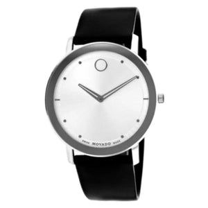 Buy Shop Movado Sapphire Silver Dial Black Leather Strap Watch for Men - 606694 USA Online