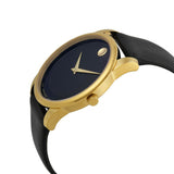 Buy Shop Movado Museum Black Dial Black Leather Strap Watch For Men - 606876 USA Online