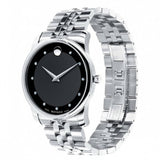 Buy Shop Movado Museum Diamonds Black Dial Silver Steel Strap Watch For Men - 606878 USA Online