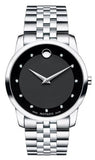 Buy Shop Movado Museum Diamonds Black Dial Silver Steel Strap Watch For Men - 606878 USA Online