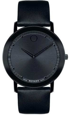 Buy Shop Movado Sapphire Black Dial Black Leather Strap Watch for Men - 606884 USA Online