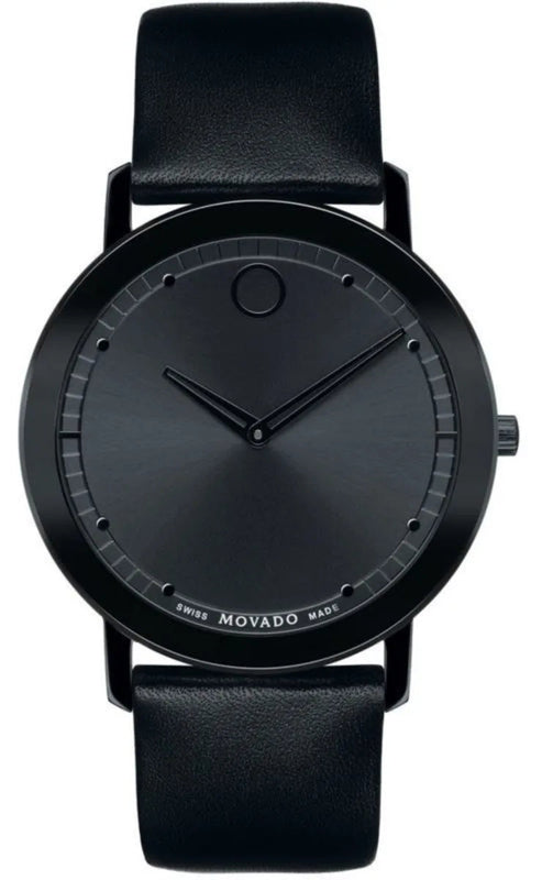 Buy Shop Movado Sapphire Black Dial Black Leather Strap Watch for Men - 606884 USA Online