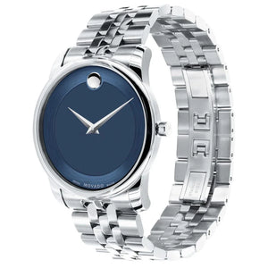 Buy Shop Movado Museum Classic Blue Dial Silver Steel Strap Watch for Men - 606982 USA Online