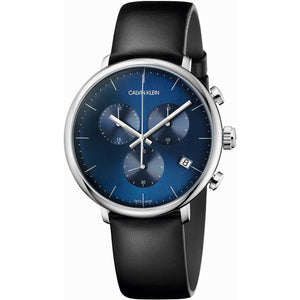 Buy Shop Calvin Klein High Noon Chronograph Blue Dial Black Leather Strap Watch for Men - K8M271CN USA Online