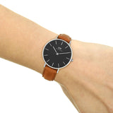Buy Shop Daniel Wellington Petite Sterling Black Dial Brown Leather Strap Watch For Women - DW00100178 USA Online