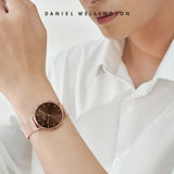Buy Shop Daniel Wellington Petite Melrose Brown Dial Rose Gold Mesh Strap Watch For Women - DW00100477 USA Online