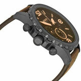 Buy Shop Fossil Nate Chronograph Brown Dial Brown Leather Strap Watch for Men - JR1487 USA Online
