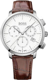 Buy Shop Hugo Boss Slim Chronograph White Dial Brown Leather Strap Watch For Men - 1513263 USA Online