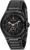 Maserati Triconic Quartz Black Dial Black Steel Strap Watch For Men - R8873639003