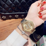 Buy Shop Guess Madison Diamonds Gold Dial Gold Steel Strap Watch for Women - W0637L2 USA Online