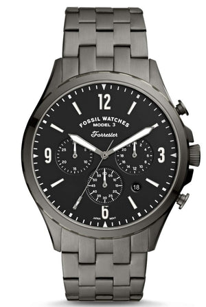 Buy Shop Fossil Forrester Chronograph Black Dial Grey Steel Strap Watch for Men - FS5606 USA Online
