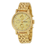 Buy Shop Fossil Boyfriend Chronograph Gold Dial Gold Steel Strap Watch for Women - ES2197 USA Online