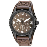 Buy Shop Fossil Nate Chronograph Brown Dial Brown Leather Strap Watch for Men - JR1511 USA Online
