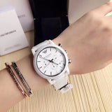 Buy Shop Emporio Armani Luigi Chronograph Ceramic White Dial White Ceramic Strap Watch For Men - AR1499 USA Online