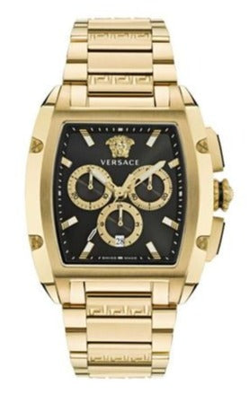 Buy Shop Versace Dominus Chronograph Black Dial Gold Steel Strap Watch For Men - VE6H00523 USA Online