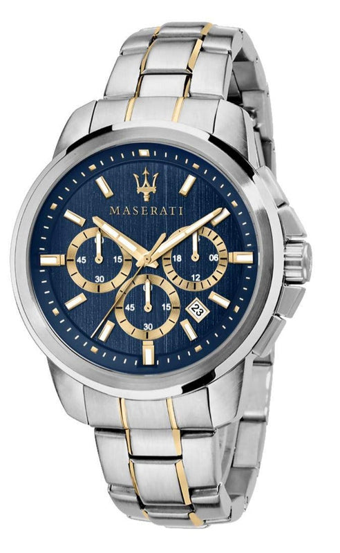 Buy Shop Maserati Successo Chronograph Quartz Blue Dial Silver Steel Strap Watch For Men - R8873621016 USA Online