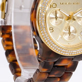 Buy Shop Michael Kors Runway Chronograph Gold Dial Brown Acetate Strap Watch for Women - MK7475 USA Online