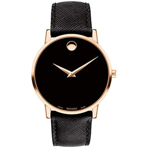 Buy Shop Movado Museum Classic Black Dial Black Leather Strap Watch for Men - 0607196 USA Online