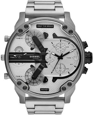 Buy Shop Diesel Mr. Daddy Chronograph Silver Dial Silver Steel Strap Watch For Men - DZ7421 USA Online