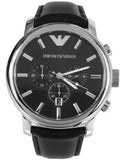 Buy Shop Emporio Armani Classic Chronograph Black Dial Black Leather Strap Watch For Men - AR0431 USA Online