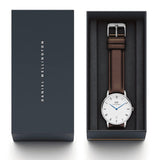 Buy Shop Daniel Wellington Dapper Bristol White Dial Brown Leather Strap Watch For Women - DW00100090 USA Online