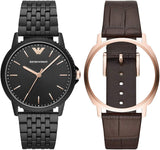 Buy Shop Emporio Armani Interchangeable Black Dial Black Steel Strap Watch For Men - AR80021 USA Online