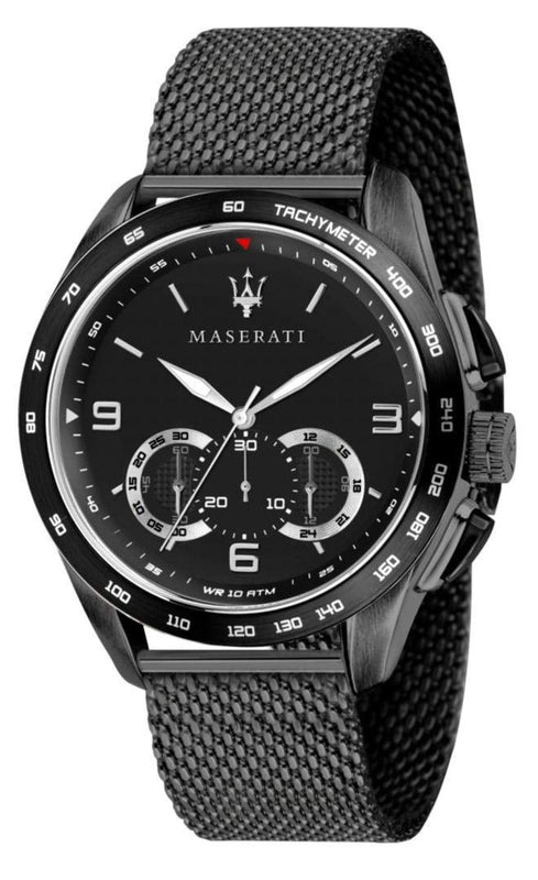 Buy Shop Maserati Traguardo Chronograph Black Dial Black Mesh Bracelet Watch For Men - R8873612031 USA Online