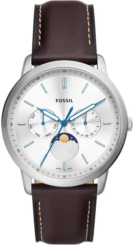 Buy Shop Fossil Neutra Minimalist Moonphase Silver Dial Brown Leather Strap Watch for Men - FS5905 USA Online