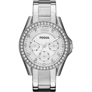 Buy Shop Fossil Riley Multifunction Silver Dial Silver Steel Strap Watch for Women - ES3202 USA Online