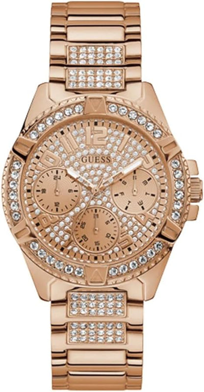 Buy Shop Guess Frontier Diamonds Rose Gold Dial Rose Gold Steel Strap Watch For Women - W1156L3 USA Online