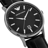 Buy Shop Emporio Armani Renato Analog Black Dial Black Leather Strap Watch For Men - AR11186 USA Online