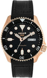 Seiko 5 Sport SKX Automatic Black Dial Black Leather Strap Watch For Men - SRPD76K1