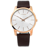 Buy Shop Calvin Klein City Silver Dial Brown Leather Strap Watch For Men - K2G21629 USA Online