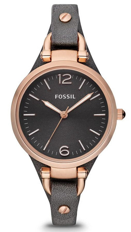 Buy Shop Fossil Georgia Smoke Grey Dial Grey Leather Strap Watch for Women - ES3077 USA Online