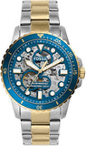 Buy Shop Fossil FB-01 Automatic Skeleton Blue Dial Two Tone Steel Strap Watch for Men - ME3191 USA Online
