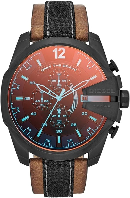 Buy Shop Diesel Mega Chief Quartz Black Dial Two Tone Leather Strap Watch For Men - DZ4305 USA Online