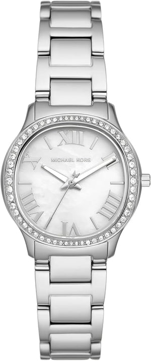 Buy Shop Michael Kors Sage Three-Hand Mother of Pearl White Dial Silver Steel Strap Watch for Women - MK4824 USA Online