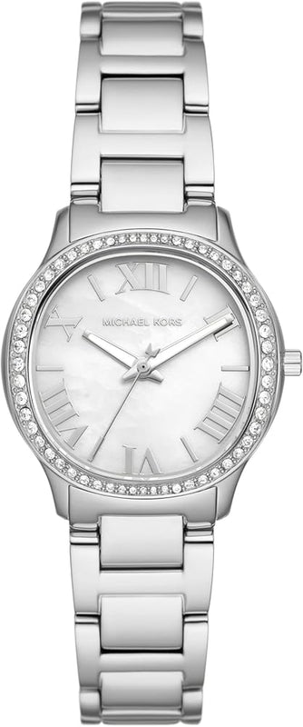 Buy Shop Michael Kors Sage Three-Hand Mother of Pearl White Dial Silver Steel Strap Watch for Women - MK4824 USA Online