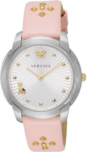 Buy Shop Versace Audrey Quartz White Dial Pink Leather Strap Watch for Women - VELR00119 USA Online