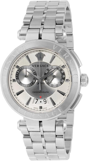 Buy Shop Versace Aion Chronograph White Dial Silver Steel Strap Watch for Men - VBR040017 USA Online