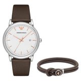 Buy Shop Emporio Armani Herren White Dial Brown Leather Strap Watch For Men - AR11103 USA Online