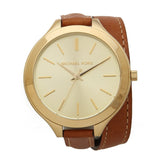 Buy Shop Michael Kors Runway Gold Dial Brown Leather Strap Watch For Women - MK2256 USA Online