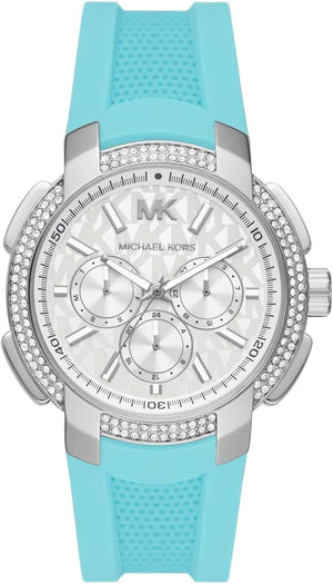 Buy Shop Michael Kors Sidney Multifunction Analog White Dial Turquoise Silicone Strap Watch For Women - MK7246 USA Online